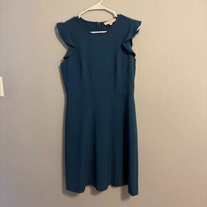 Ann Taylor Loft Blue Fit and Flare Dress